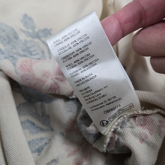 Free People Francesca Mini Dress Babydoll V Neck Puff Sleeves Cream Floral Boho - Picture 9 of 11